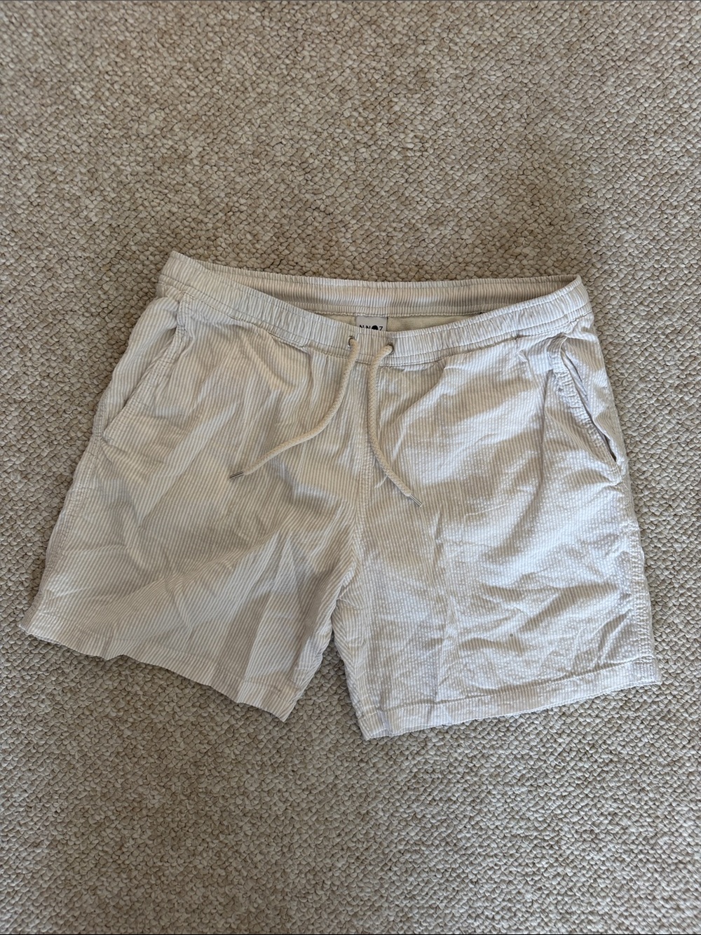 NN07 Light Beige Seersucker Drawstring Shorts
